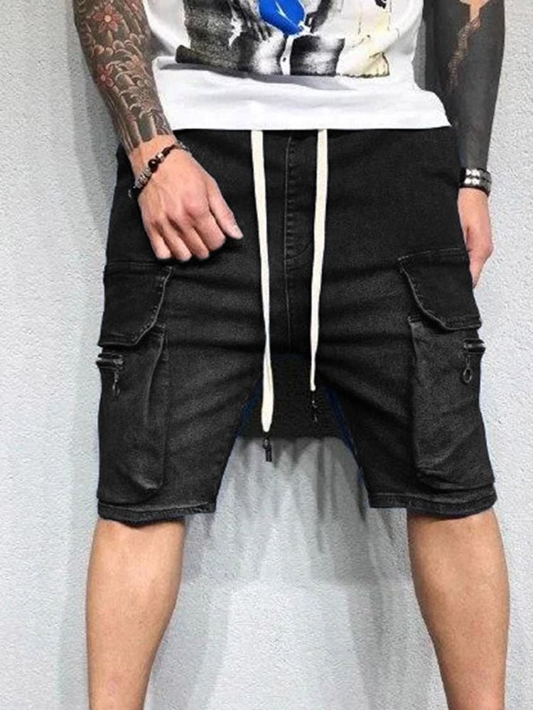 Lace-up Plain Straight Herr Cargo Shorts