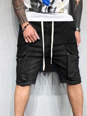 Lace-up Plain Straight Herr Cargo Shorts