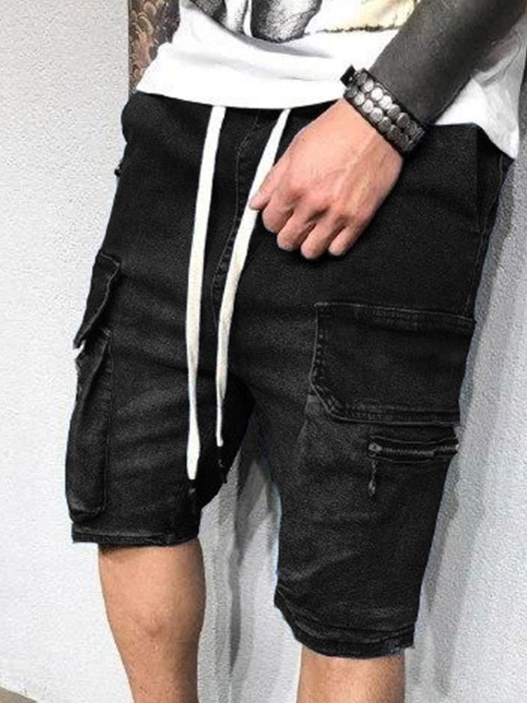 Lace-up Plain Straight Herr Cargo Shorts