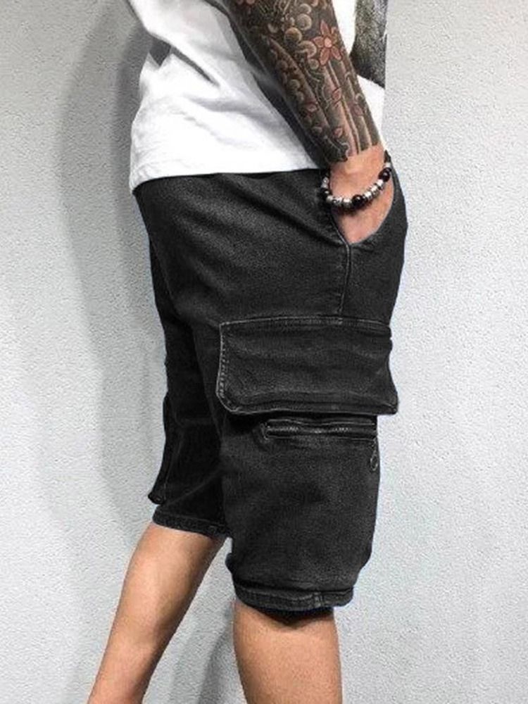 Lace-up Plain Straight Herr Cargo Shorts