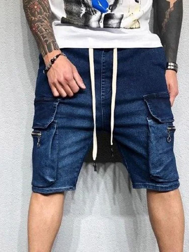 Lace-up Plain Straight Herr Cargo Shorts