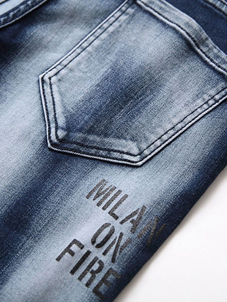 Mäns Hålbrev Mitt Midja Casual Jeans