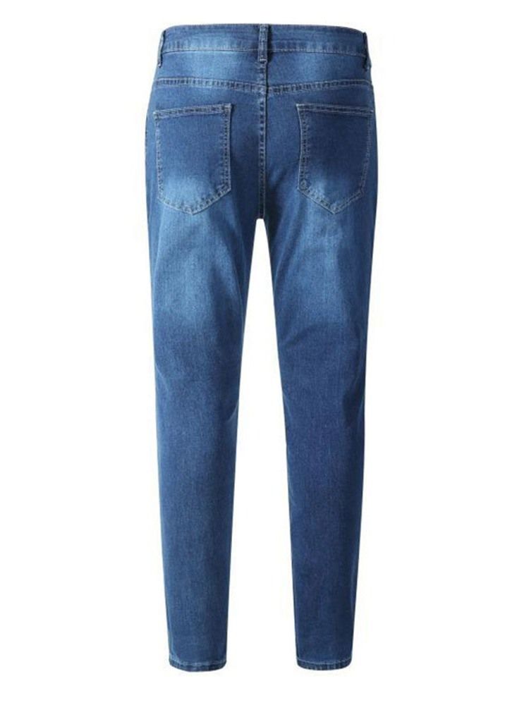 Mäns Vanliga Pennbyxor Vintage Blixtlås Jeans