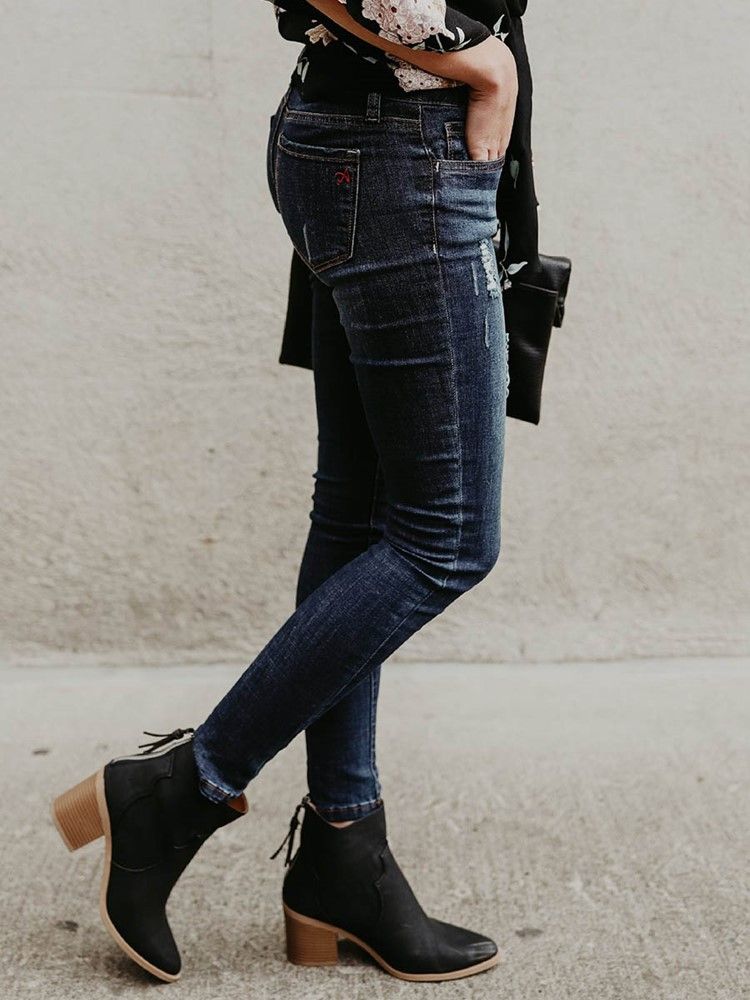 Mid-waist Skinny Jeans För Kvinnor