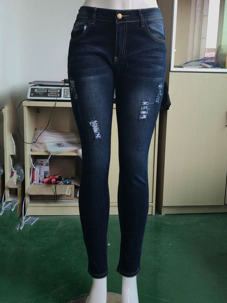 Mid-waist Skinny Jeans För Kvinnor