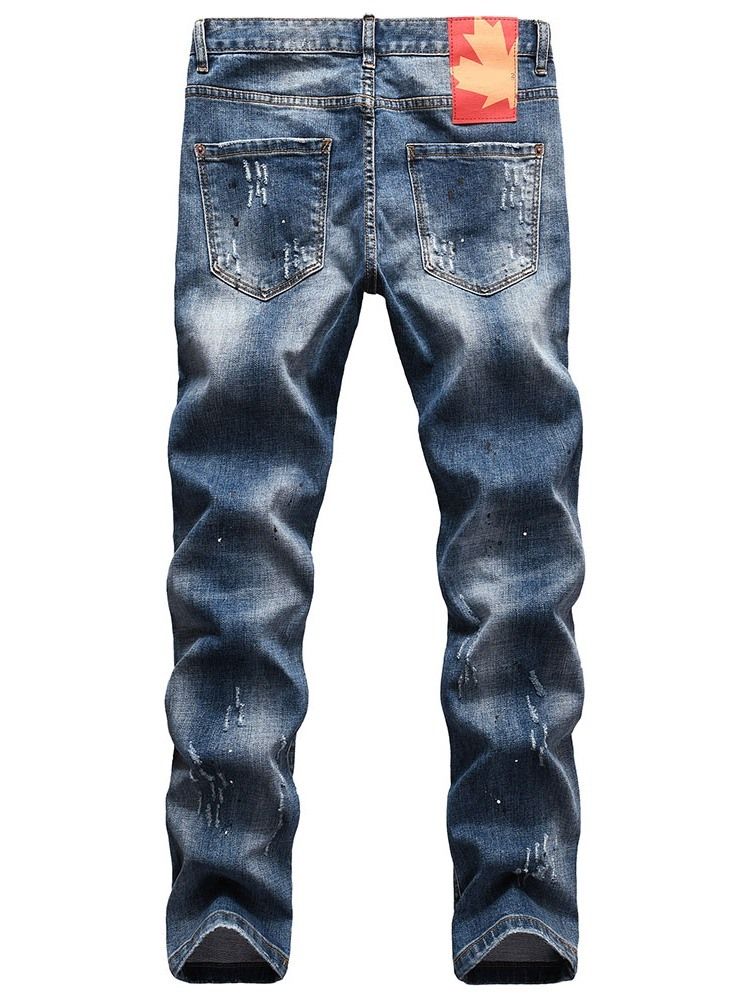 Pencil Byxor Hål Midja Midja Casual Herr Jeans