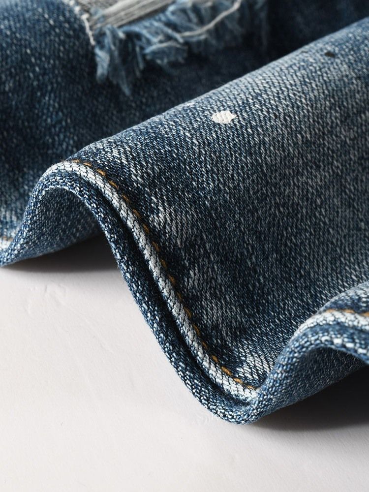 Pencil Byxor Hål Midja Midja Casual Herr Jeans