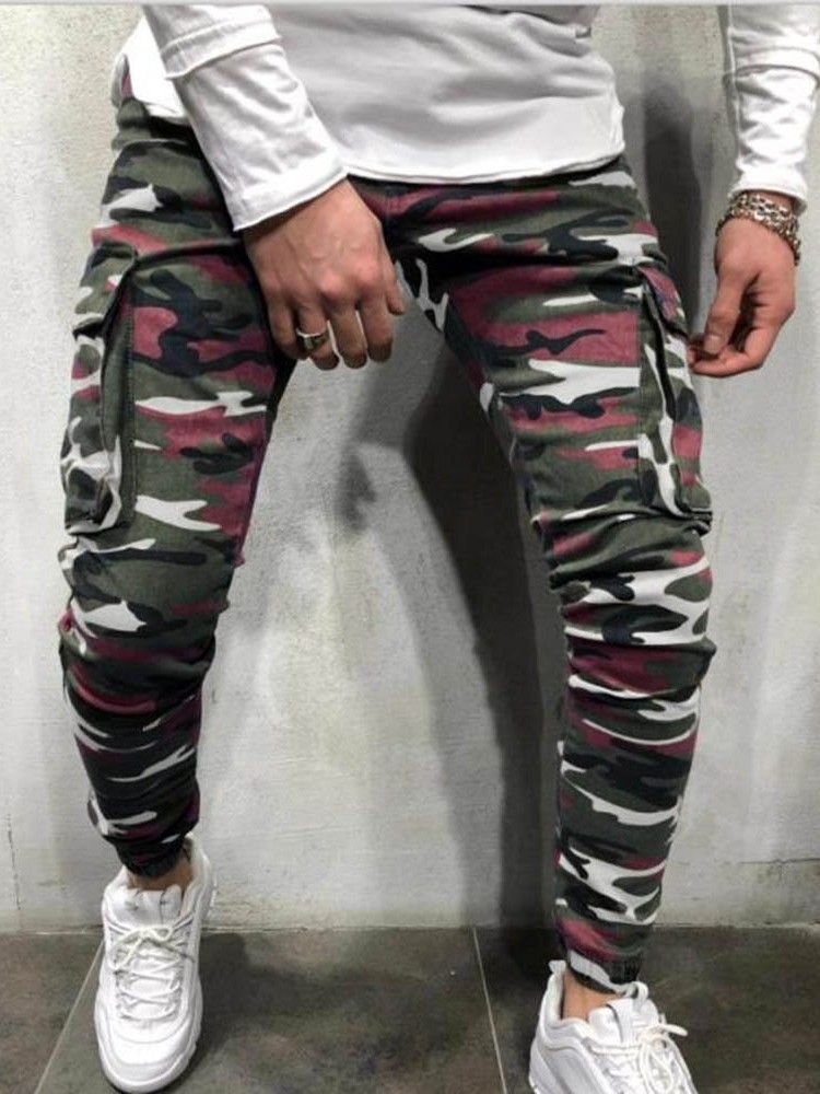 Pencil Pants Camouflage Pocket Zipper Men's Casual Jeans