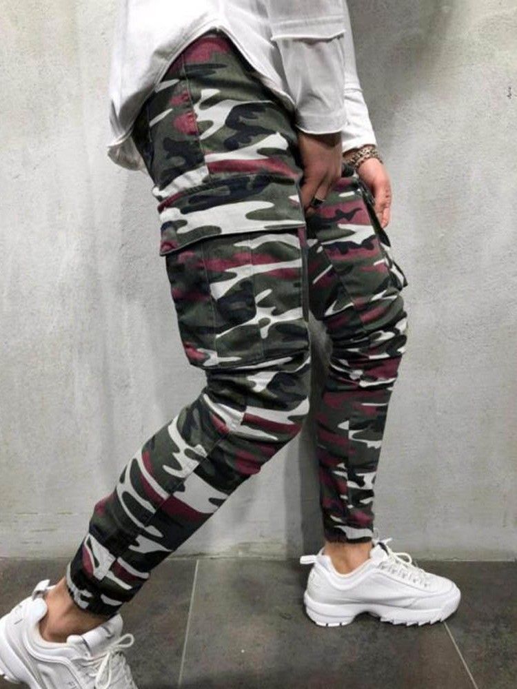 Pencil Pants Camouflage Pocket Zipper Men's Casual Jeans