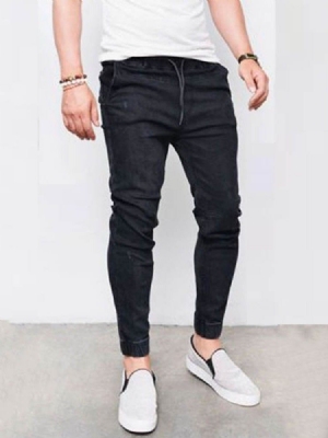 Pencil Pants Plain Pocket Men's Casual Jeans