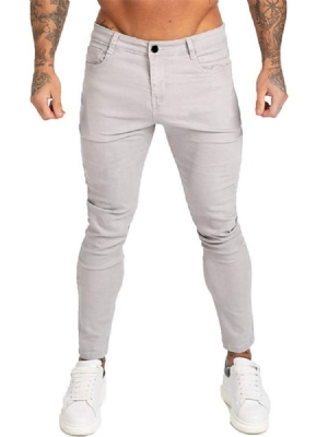 Pencil Pants Plain Pocket Sports Zipper Men's Jeans