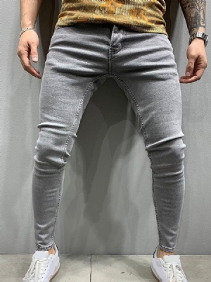 Pencil Pants Plain Pocket Zipper Men's Jeans