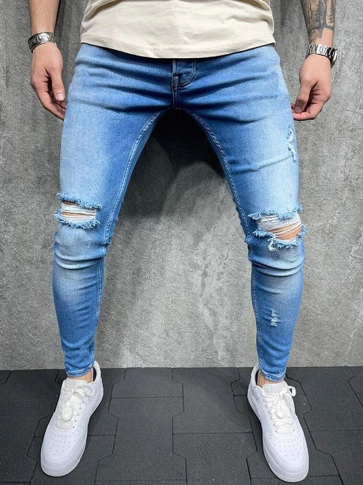 Pencil Pants Pocket Casual Zipper Men's Jeans