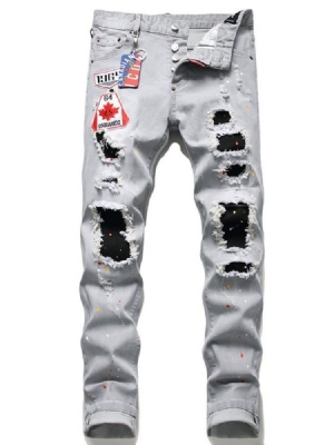 Pencil Pants Worn Button European Men's Jeans