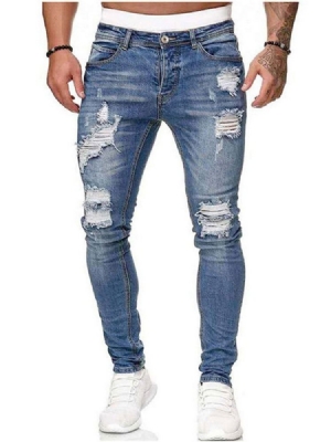 Pencil Pants Worn European Zipper Men's Jeans