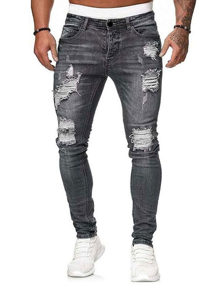 Pencil Pants Worn European Zipper Men's Jeans