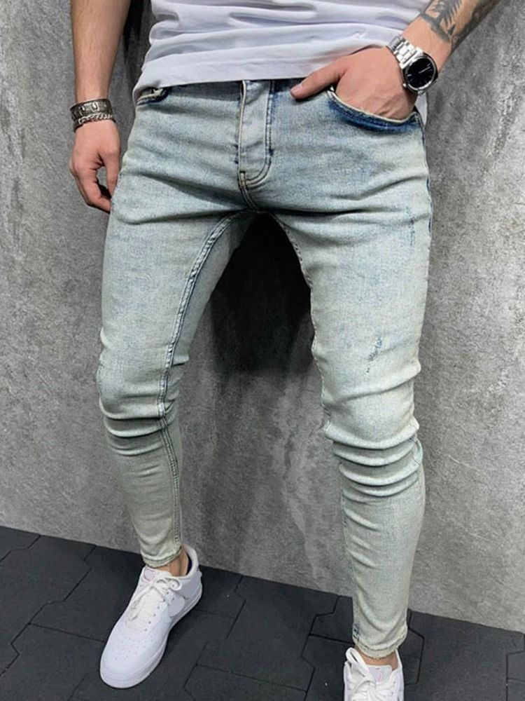 Pencil Pants Zipper Casual Zipper Men's Jeans