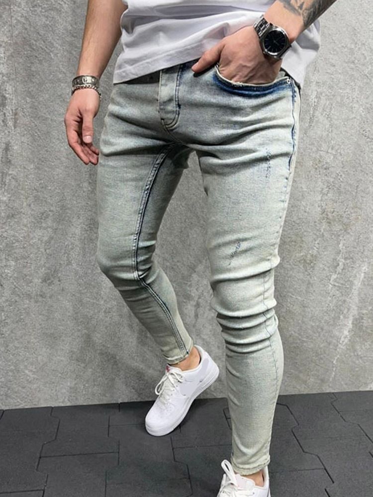 Pencil Pants Zipper Casual Zipper Men's Jeans