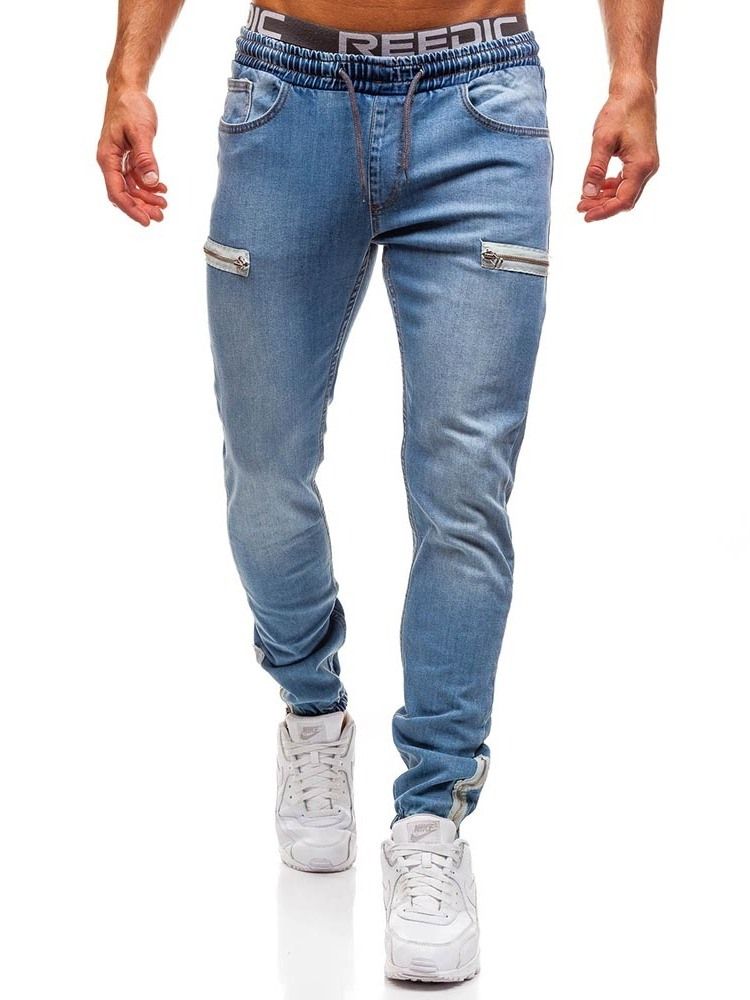 Pennbyxor Vanligt Dragkedja Låg Midja Casual Herr Jeans