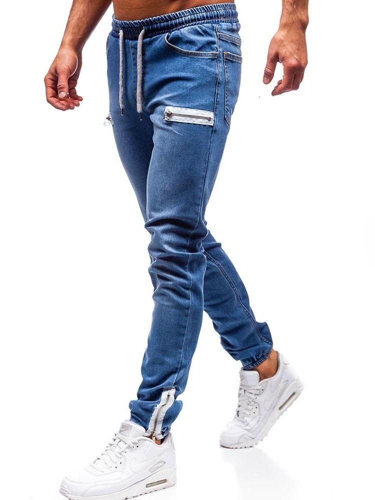 Pennbyxor Vanligt Dragkedja Låg Midja Casual Herr Jeans