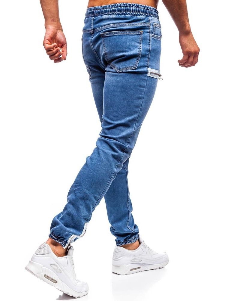 Pennbyxor Vanligt Dragkedja Låg Midja Casual Herr Jeans