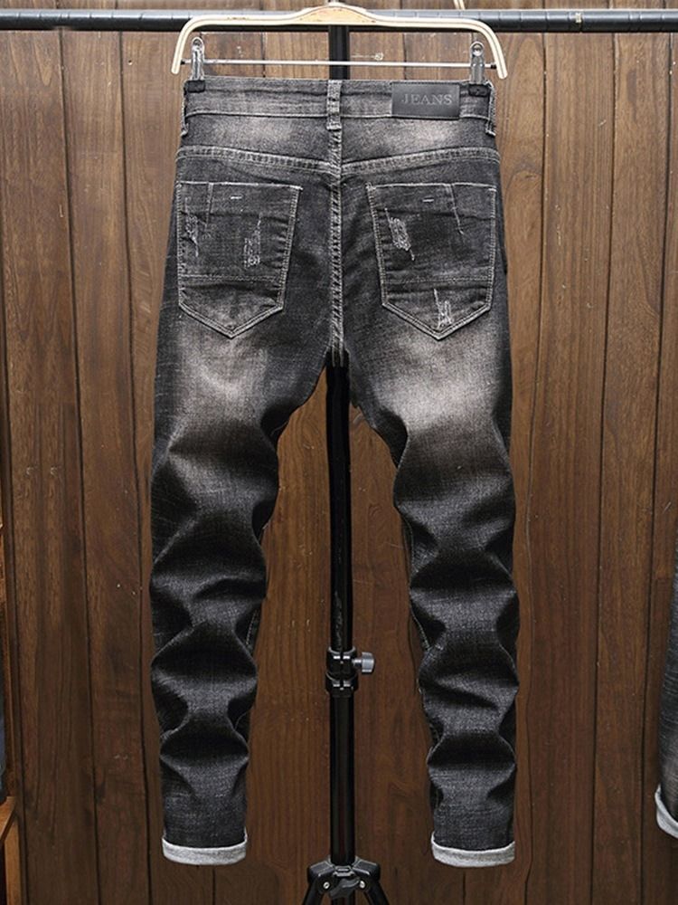 Plain Button European Zipper Men's Jeans