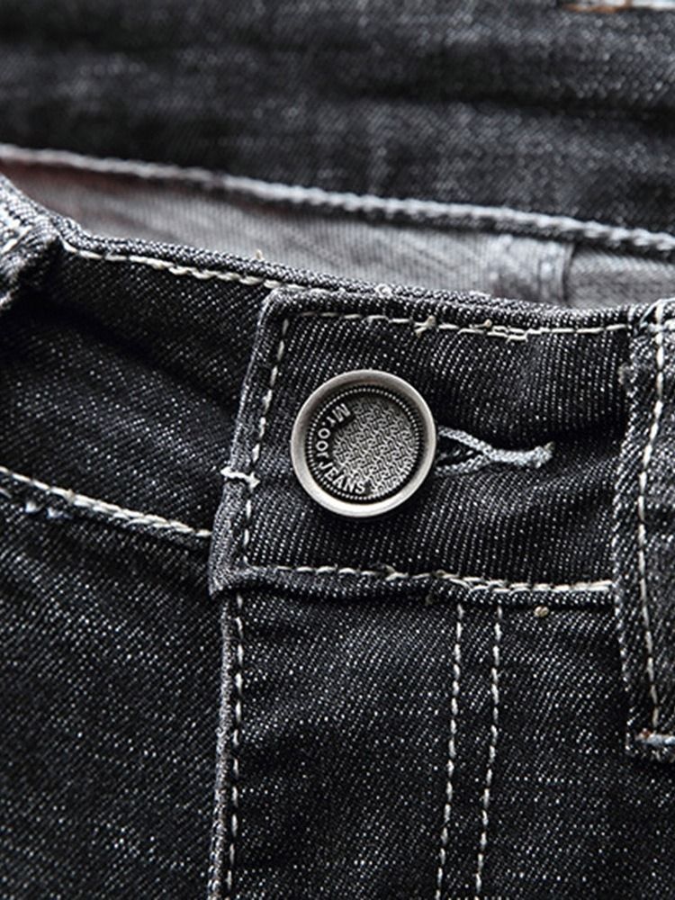 Plain Button European Zipper Men's Jeans