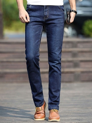 Plain European Mid Waist Men's Jeans