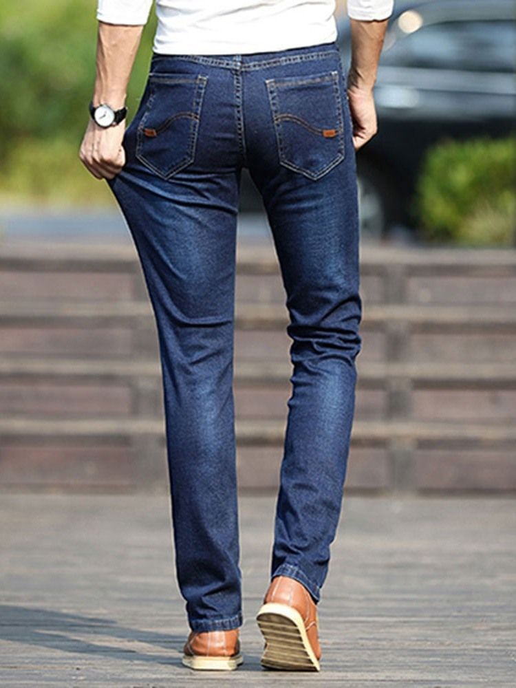 Plain European Mid Waist Men's Jeans