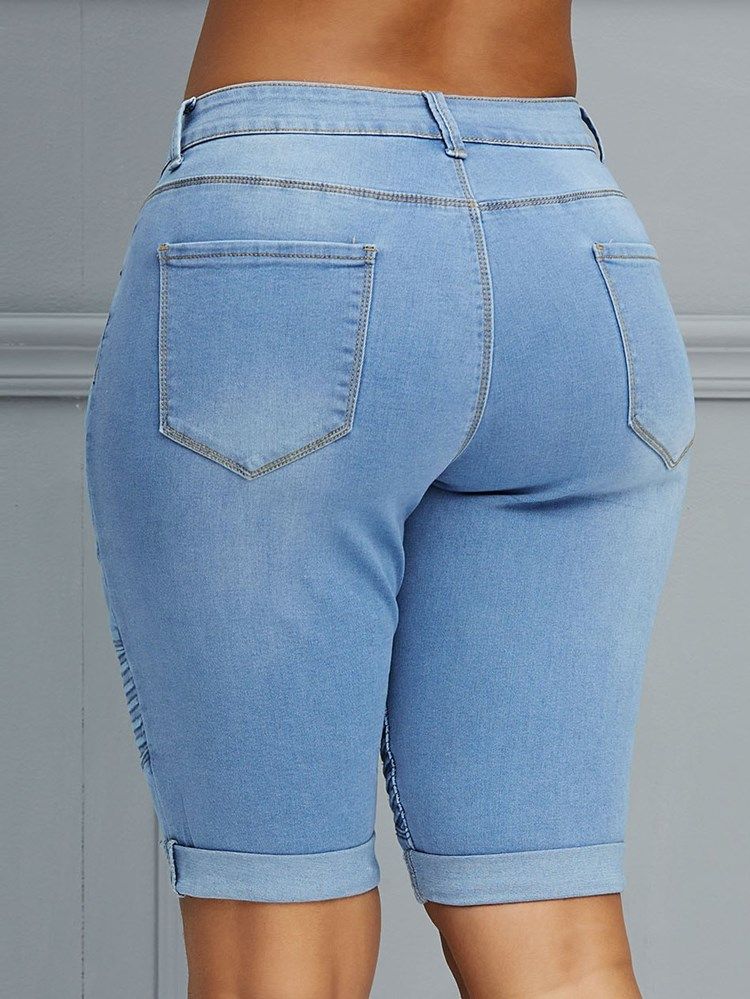 Plain Skinny Mid-waist Jeans För Kvinnor