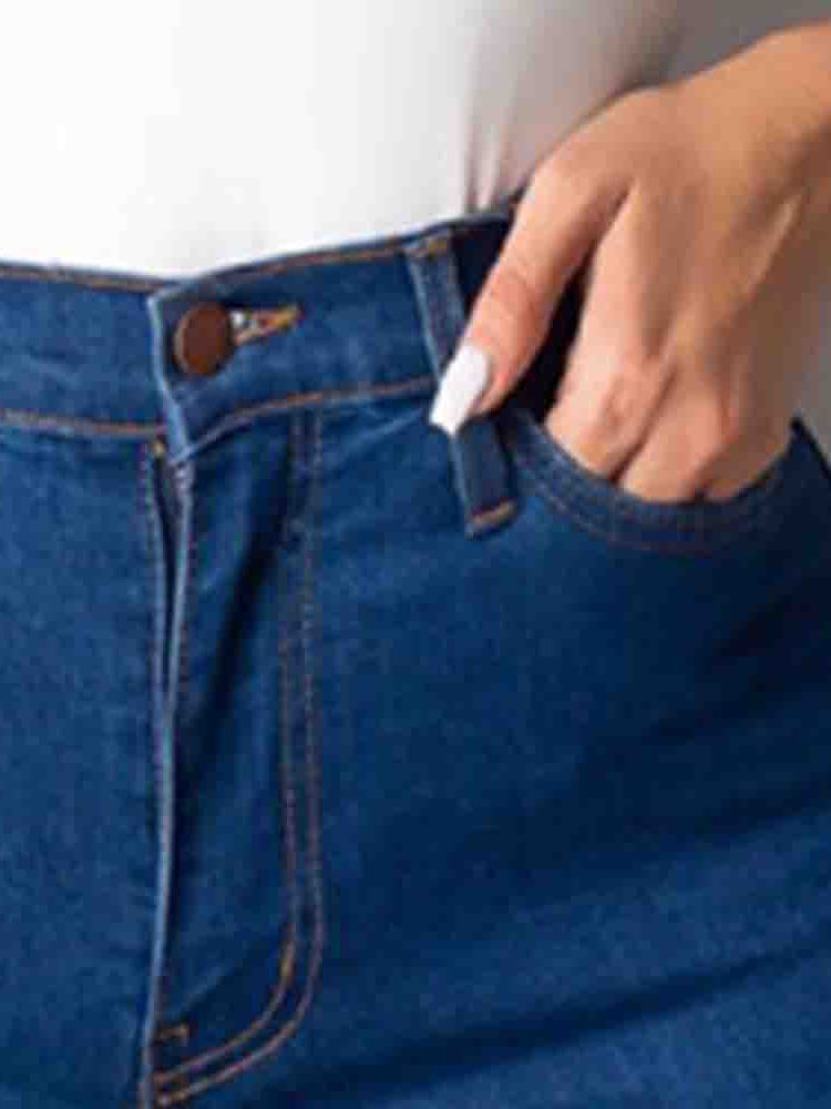 Plain Slim Jeans Med Hög Midja Och Höga Damer