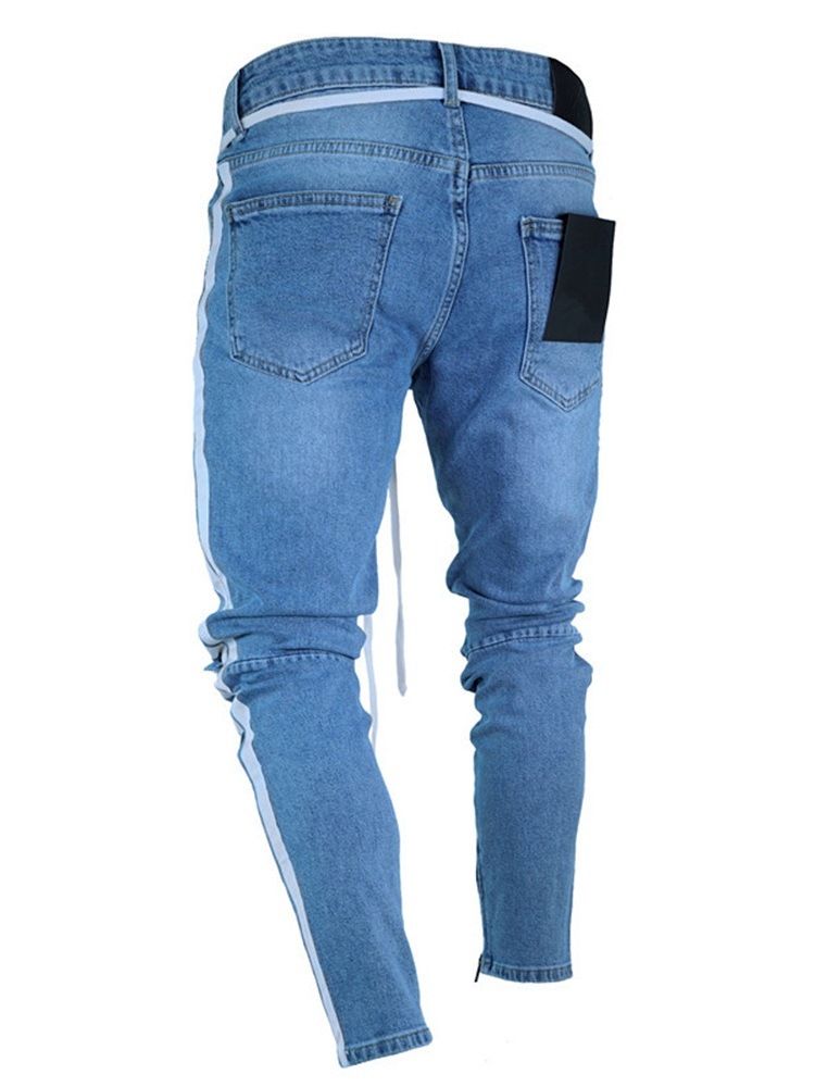 Pocket Mens Mid Waist Jeans