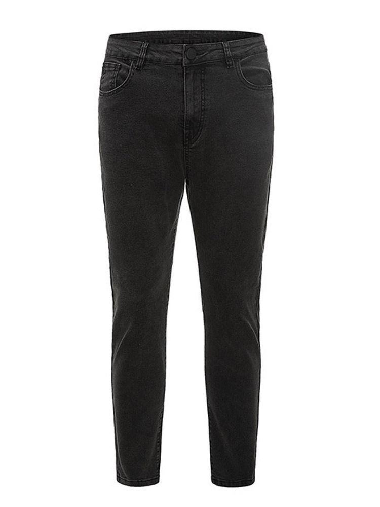 Pocket Plain Pencil Pants Blixtlås Casual Herr Jeans