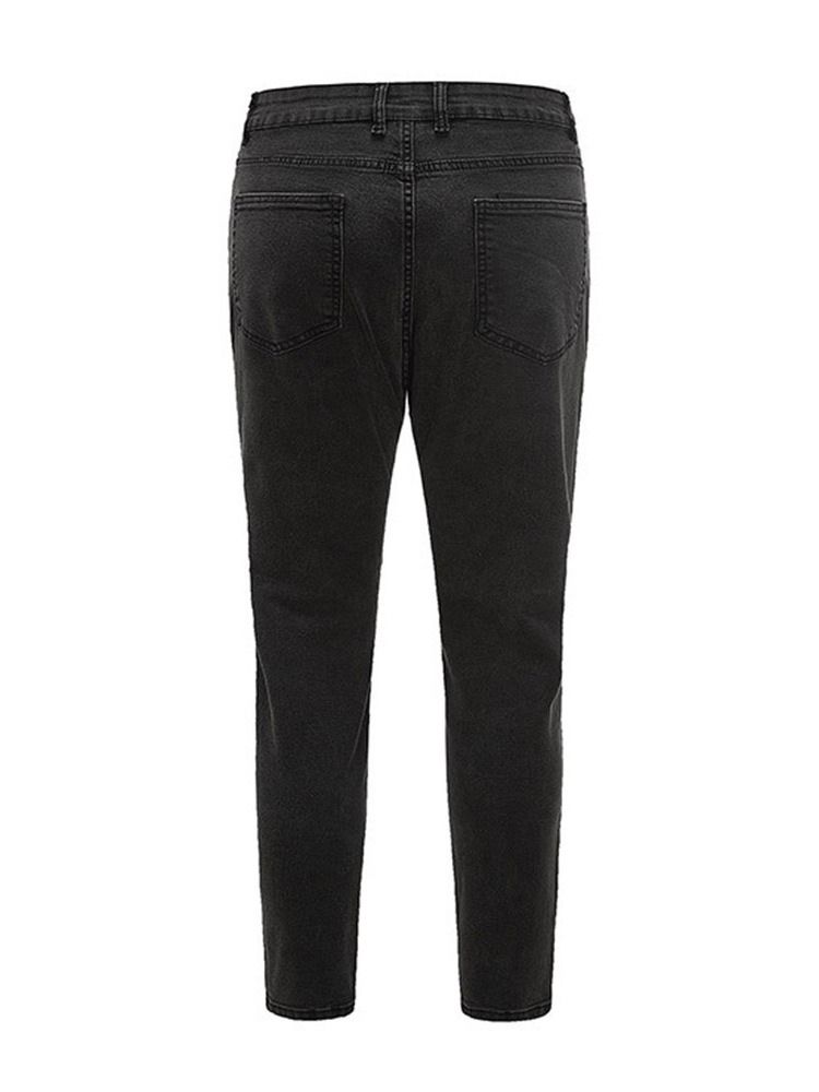 Pocket Plain Pencil Pants Blixtlås Casual Herr Jeans