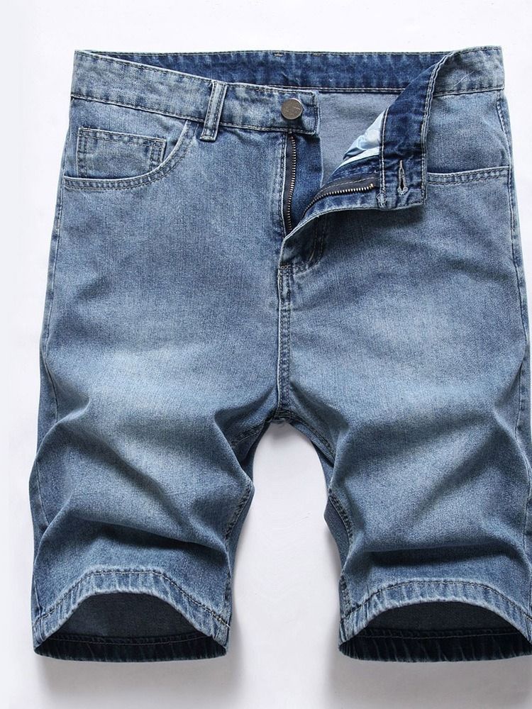 Pocket Straight Denim Shorts För Män