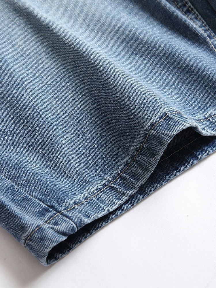 Pocket Straight Denim Shorts För Män