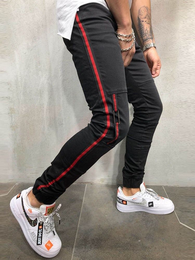 Pocket Thin Zipper Mens Casual Slim Jeans