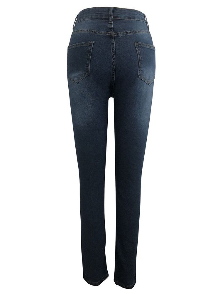 Pocket Zip Pencil Pants För Kvinnor Skinny Jeans