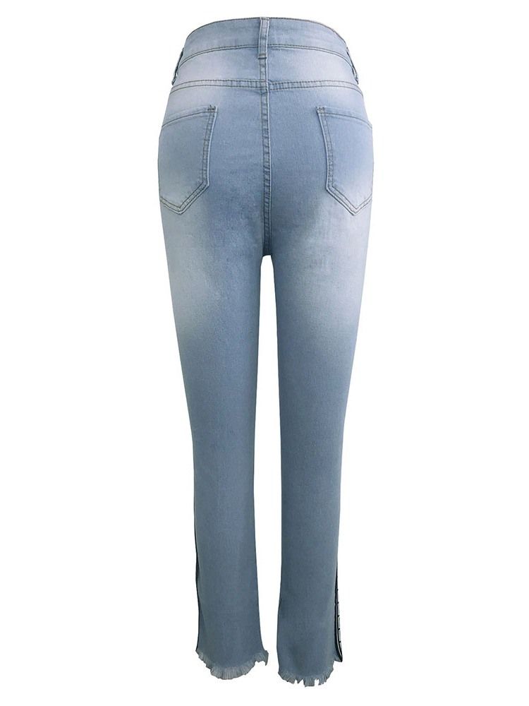 Print Pencil Pants Geometric Skinny Women's High Waist Jeans