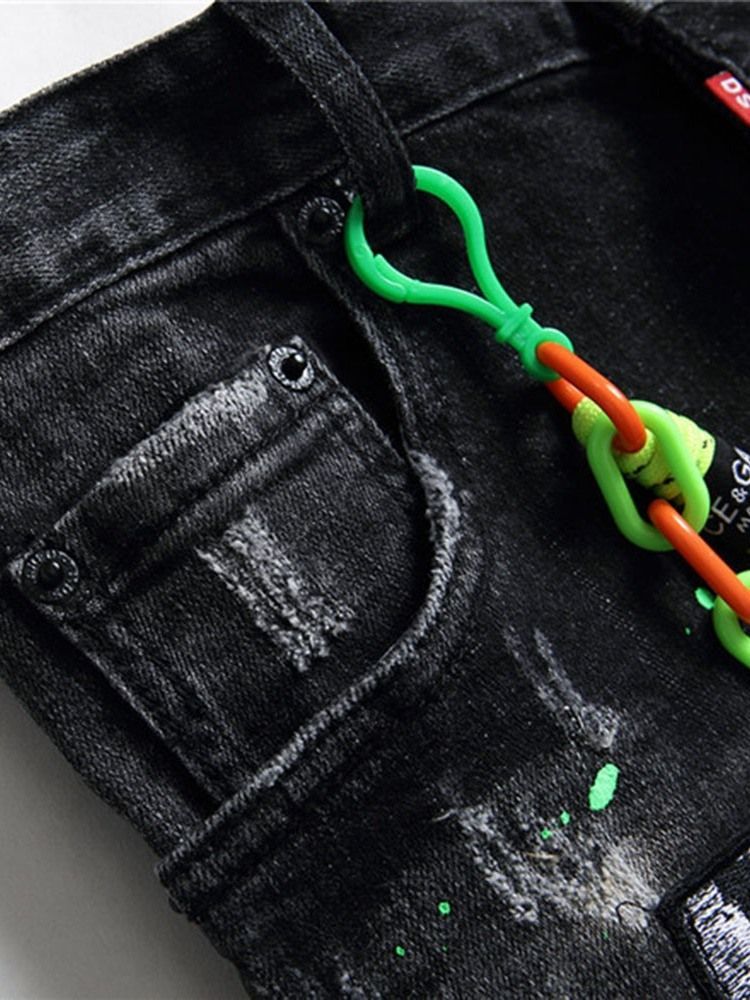 Raka Applikationer För Män European Button Jeans