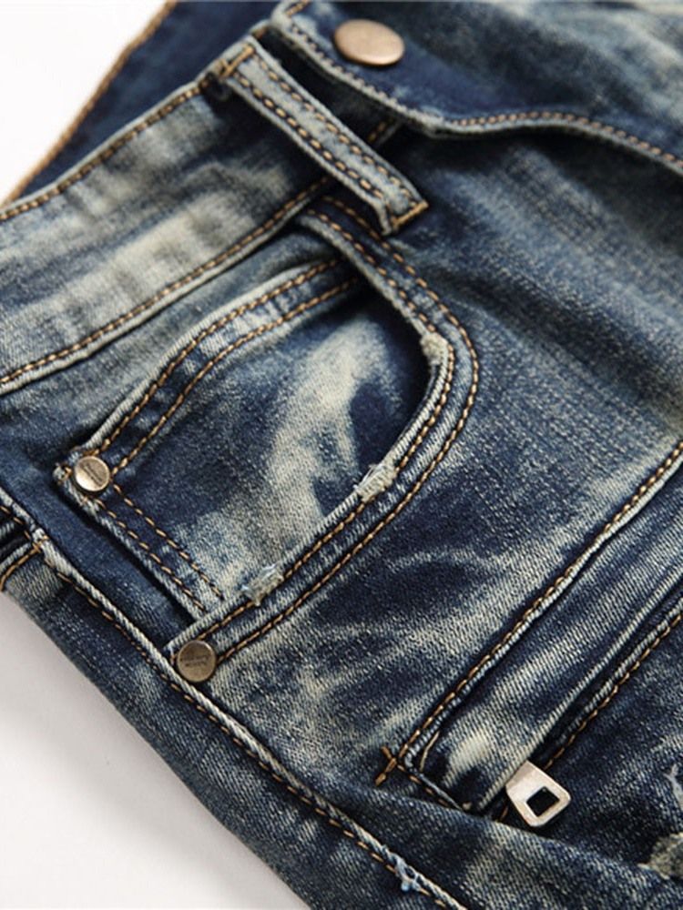 Slitna Herrjeans Med Vintage Dragkedja