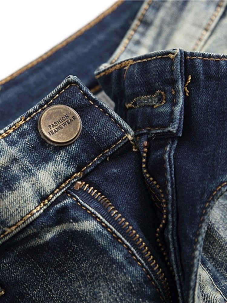 Slitna Herrjeans Med Vintage Dragkedja