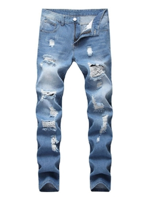 Slitna Jeans Med Dragkedja För Män