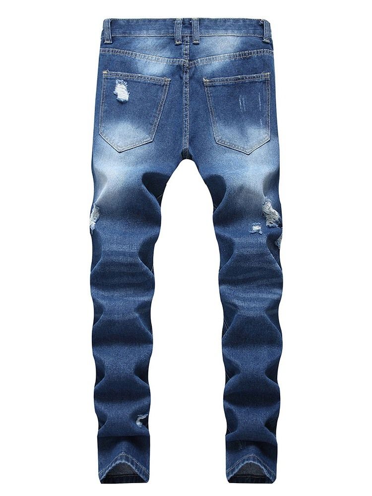 Slitna Jeans Med Dragkedja För Män