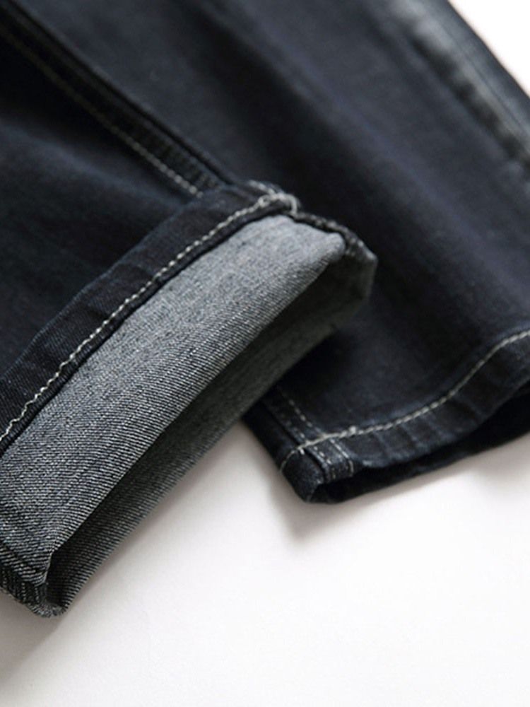 Slitna Midja Jeans Med Rak Dragkedja För Män