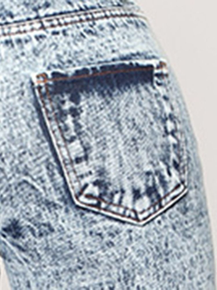 Slitna Pennbyxor För Kvinnor Plain Skinny Zipper Jeans