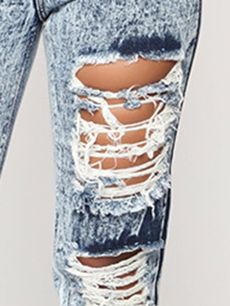 Slitna Pennbyxor För Kvinnor Plain Skinny Zipper Jeans