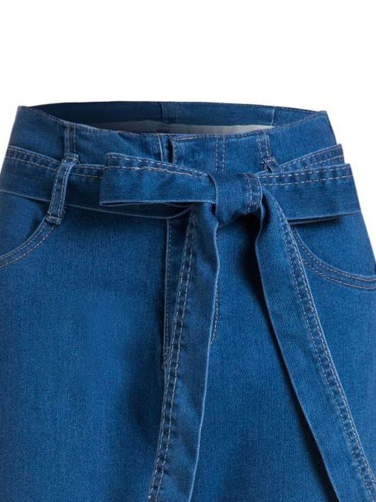 Snygga Jeans Med Snörning Bellbottoms Vanligt Dragkedja För Kvinnor