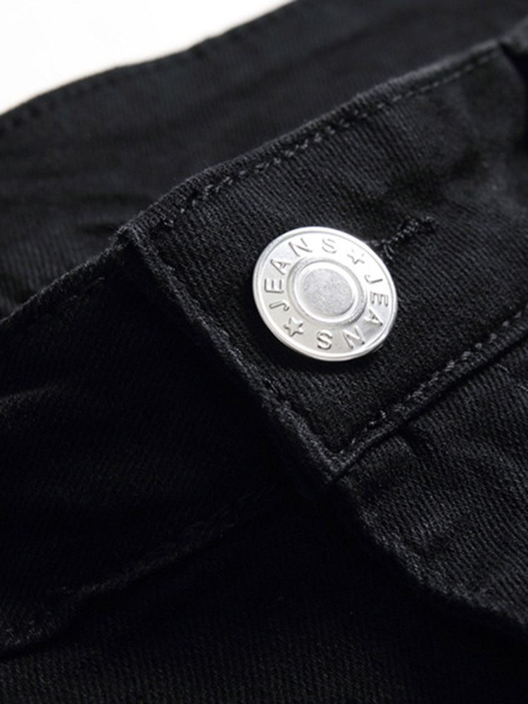 Straight Geometric Button Zipper Casual Men's Jeans