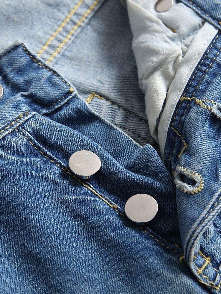 Straight Hole Hip Hop Button Herr Jeans